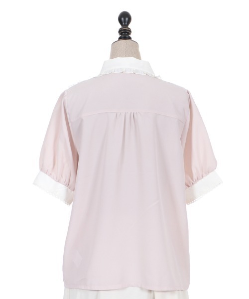 axes femme POETIQUE シャツ ブラウス レースラッフルフリル半袖
