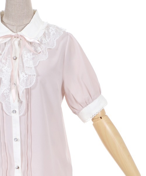 axes femme フリル レース ブラウス 半袖 レース重ね半袖ブラウス | kawaii | axes femme online shop