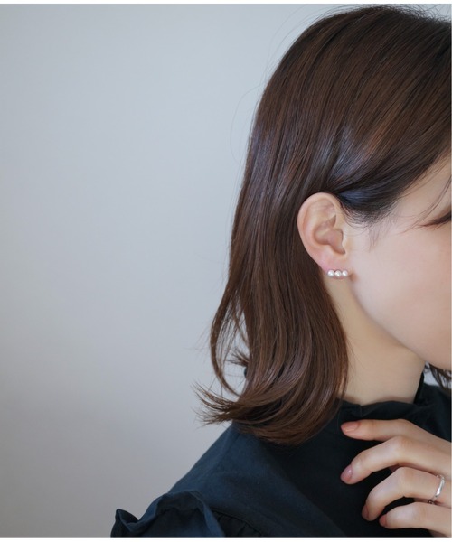Meach.　ミーチ　K18シンプルピアス Meach. ピアス 「Meach.」K18 ・3連パールピアス/パール