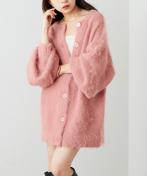 カーディガン 【再入荷】2wayシャギールーズニットカーディガン ...