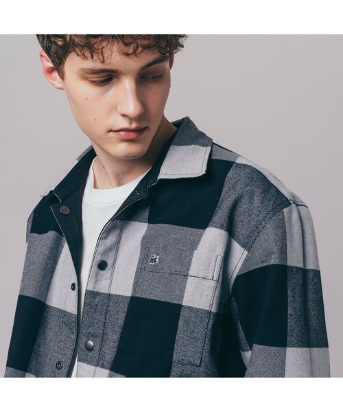 LACOSTE シャツ プレーン×バッファローチェックリバーシブル