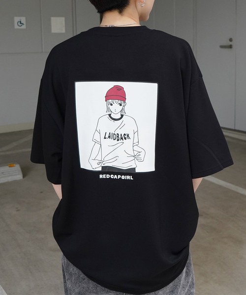 tシャツ Tシャツ メンズ 「RED CAP GIRL」 バックイラスト / バック転写 ワンポイント刺繍 ドレープとろみ ポンチ ビッグシルエットT｜zozo｜06