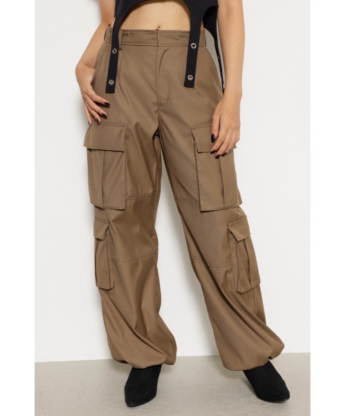 LAGUA GEM SIDE POCKET DESIGN パンツ ブラウン XS LAGUA GEM カーゴパンツ SIDE POCKET DESIGN パンツ レディース