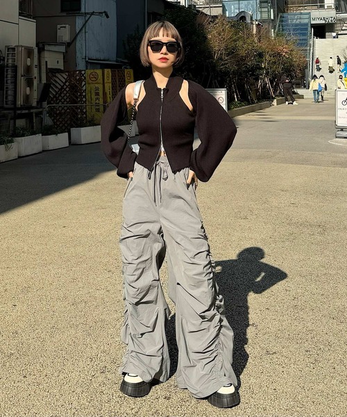 レディース　ニット　セーター　ボレロ　アウター　オーバーサイズ　かわいい PAGEBOY ニット セーター ダブルZIPニットボレロSET レディース
