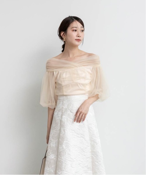 ブラウス シャツ tulle design blouse レディース RANDA ブラウス シャツ チュールデザインオフショルブラウス