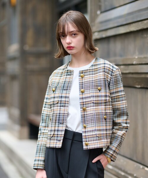 ドレステリア　DEVEAUX ツイードジャケット DRESSTERIOR（ドレステリア） ジャケット ノーカラージャケット 「上品