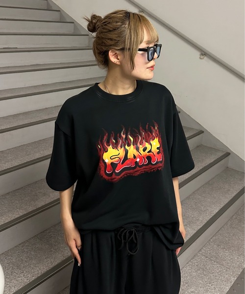 tシャツ 裏毛アソートロゴプリントトップス「SETUP着用可能