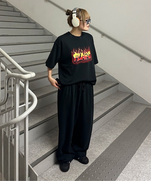 tシャツ 裏毛アソートロゴプリントトップス「SETUP着用可能