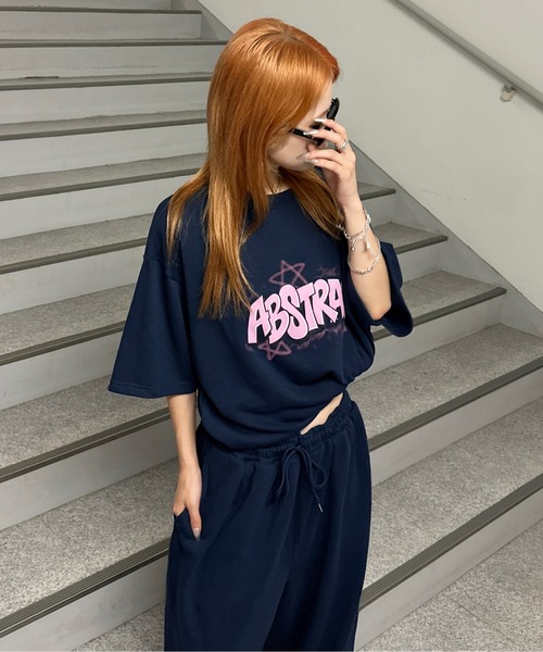 tシャツ 裏毛アソートロゴプリントトップス「SETUP着用可能