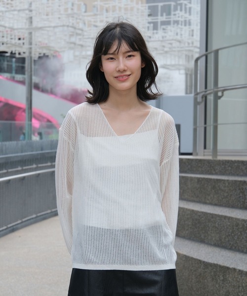 tシャツ シアーニットTシャツ レディース FRAMeWORK ニット セーター シアーニットTシャツ レディース