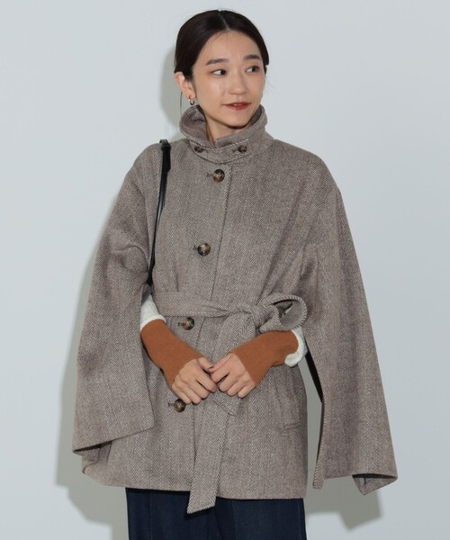BEAMS HEART コート アウター ヘリンボーン ミドルコート レディース 