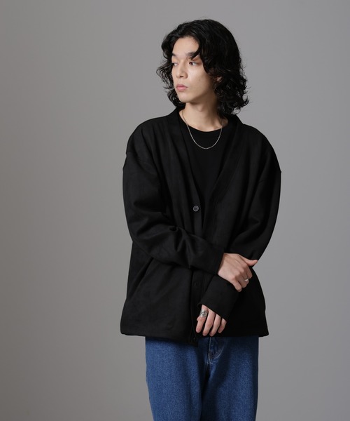 NANO universe カーディガン WEB限定/フェイクスエードBIG