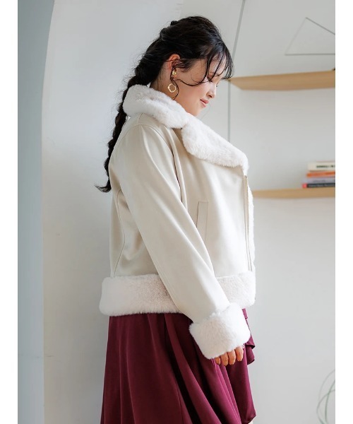 ReーJ＆SUPURE ブルゾン アウター 「大きいサイズ」スエードファー