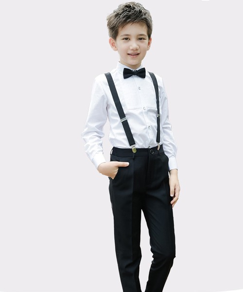 トミーヒルフィガー　キッズ　セットアップ　ネクタイ　サスペンダー　スーツ　入学式 DAY CLOSET セットアップ 「セットアップ キッズスーツ」長袖シャツ+