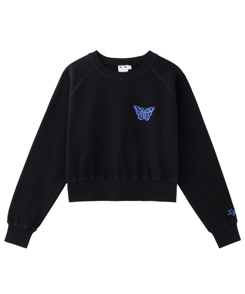 トレーナー スウェット BUTTERFLY RAGLAN COMPACT SWEAT TOP レディース X-girl トレーナー スウェット BUTTERFLY RAGLAN COMPACT SWEAT