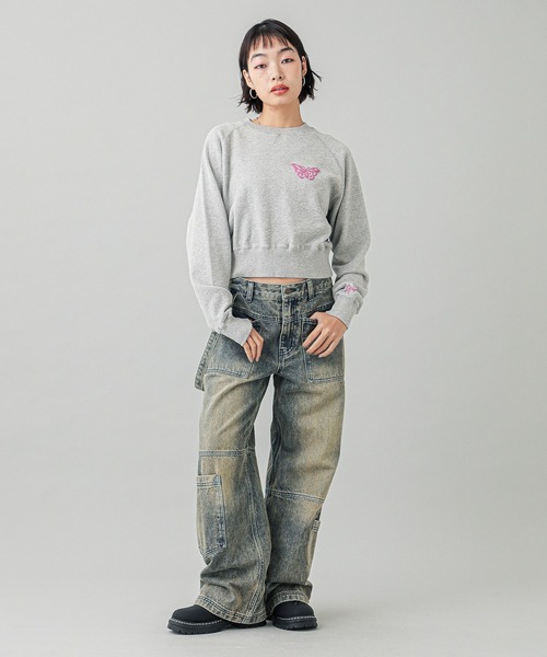 X-girl（エックスガール） トレーナー スウェット BUTTERFLY RAGLAN