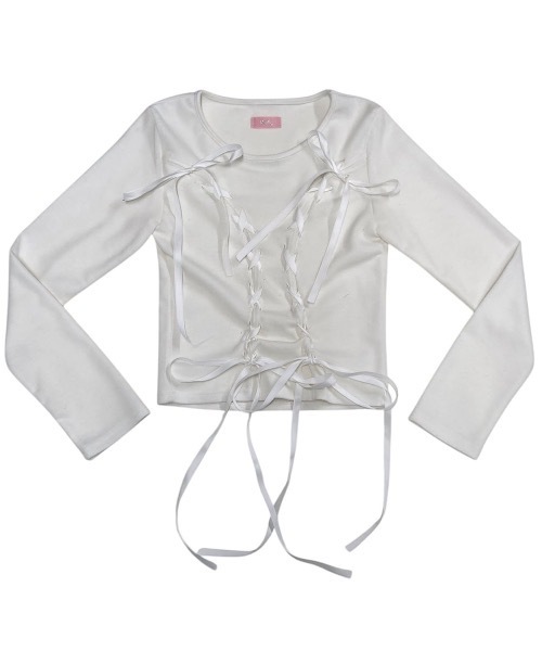 tシャツ レースアップバレエコアリボントップス レディース lilLilly tシャツ レースアップバレエコアリボントップス
