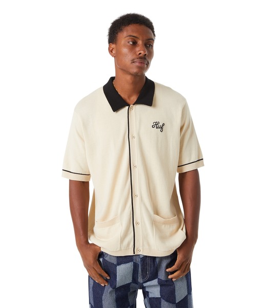 HUF1984 KNIT POLO ベージュ ポロシャツ トップス