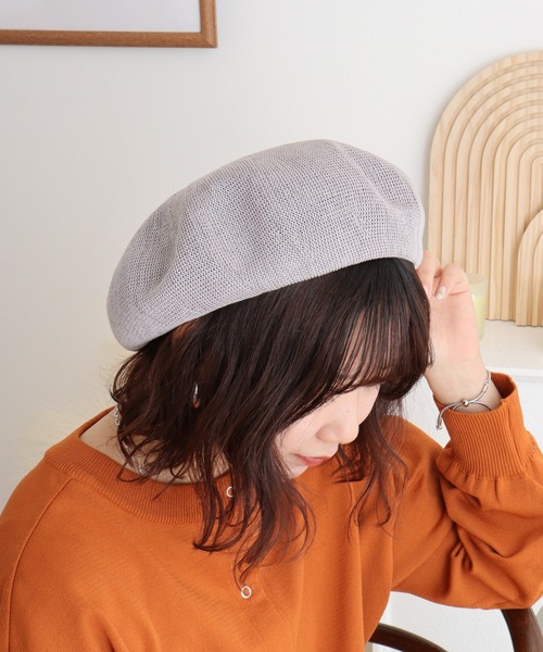 未使用 Pois E ポイゼ リネン 麻 ベレー帽 Sense of Grace 帽子 ベレー帽 麻糸 サーモベレー帽 レディース