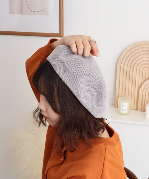 未使用　Pois E ポイゼ　リネン　麻　ベレー帽 Sense of Grace 帽子 ベレー帽 麻糸 サーモベレー帽 レディース