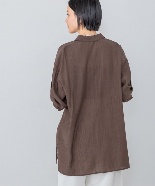 ブラウス シャツ ワッシャーロールアップシャツ レディース A part by ブラウス シャツ ワッシャーロールアップシャツ