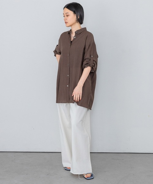 ブラウス シャツ ワッシャーオーバーシャツ レディース ブラウス シャツ ワッシャー箔オーバーシャツジャケット/ユニ