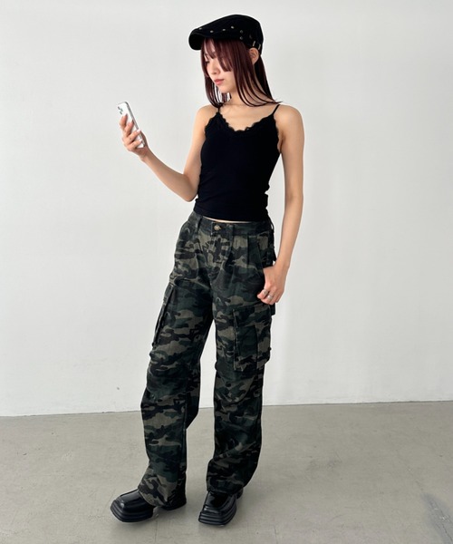 Bamm カーゴパンツ 迷彩柄ミリタリーカーゴパンツ レディース