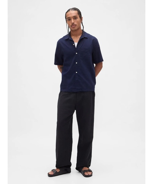 GAP（ギャップ） シャツ コットンリネンシャツ 半袖 メンズ : ZOZOTOWN