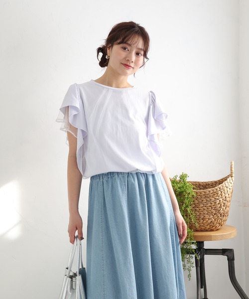 チュールフリルロングTシャツ fifth tシャツ チュールフリルTシャツ レディース : ZOZOTOWN