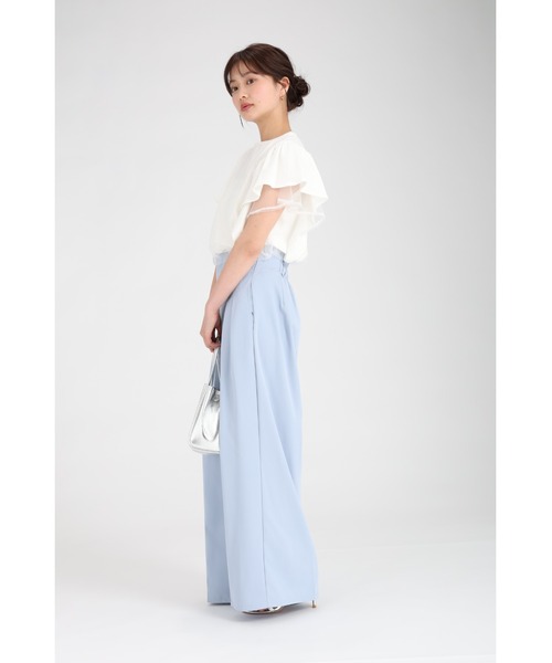 tシャツ フリルトリミングチュールブラウス レディース Fit more tシャツ 「ZOZO限定商品」チュールレースフリル