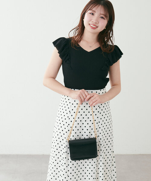 natural couture ワンピース 「canami」フリル袖ニット