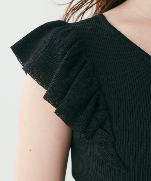 natural couture ワンピース 「canami」フリル袖ニット