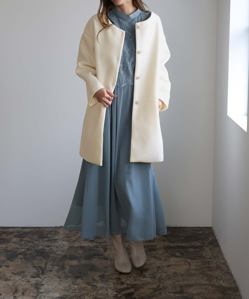 「Girly Doll」 「Doula Doula」ノーカラーコート M ブラウン レディース_画像5