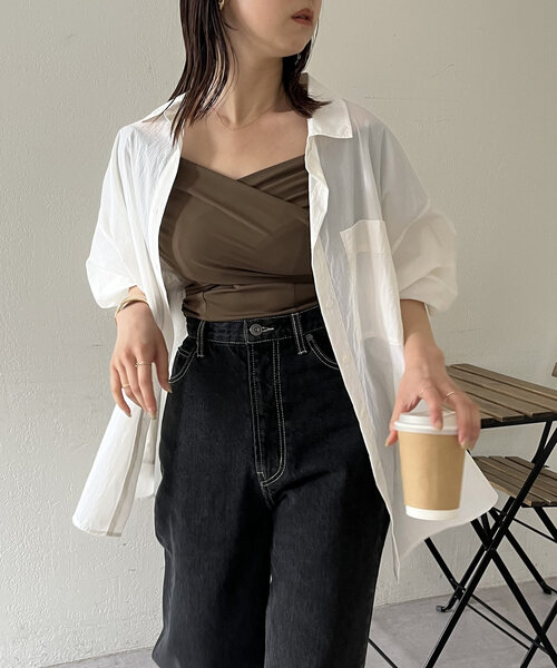 【完売品】CAPRICIEUX LE'MAGE UV撥水レジャーシャツ：ホワイト CAPRICIEUX LE'MAGE｜【日焼け対策に】UV撥水レジャーシャツ