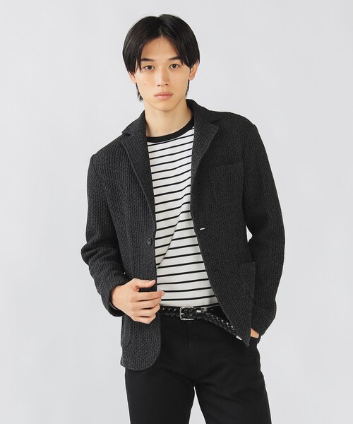 BEAMS HEART テーラードジャケット XLサイズ ニット ブラック BEAMS HEART ジャケット テーラードジャケット ハニカムニット