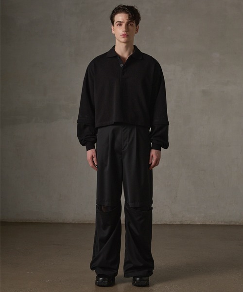 【GRANCY】黒スラックスLサイズ GRANCY】Reverse LayeredDesign Slacks / リバース レイヤード