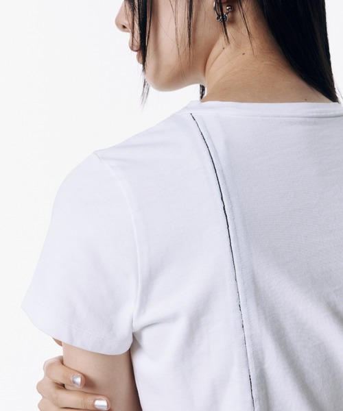 トップス josemoon CROPPED PIERCE T-SHIRT CROPPED PIERCE T-SHIRT(F WHITE): TOPSjosemoon