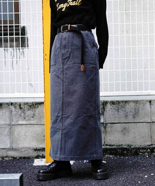 AVIREX ブラック ロングスカート MILITARY DETACHABLE BIG POCKET SKIRT/ミリタリー