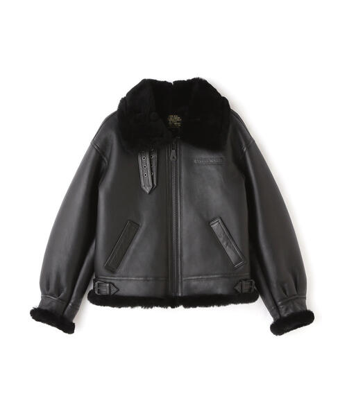 AVIREX ボア襟 黒ダウンジャケット ムートンボア美品 AVIREX（アヴィレックス） ムートンコート ボアコート 「WOMAN」B-3