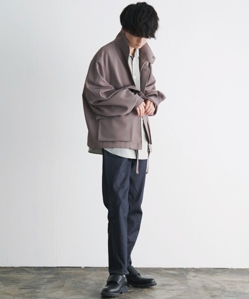 「LIDNM」 ジップアップブルゾン MEDIUM ベージュ メンズ_画像2