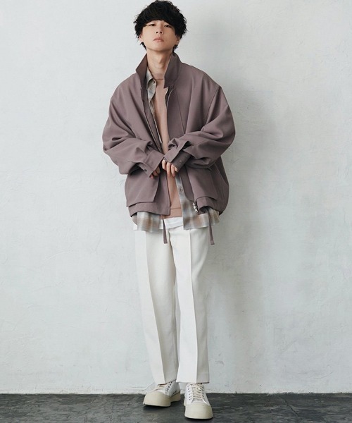 「LIDNM」 ジップアップブルゾン MEDIUM ベージュ メンズ_画像8