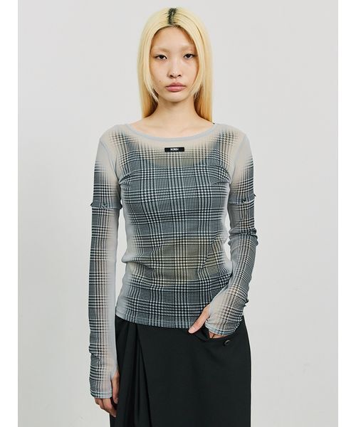 SORIN トップス SORIN（ソリン） tシャツ Sheer Check 2Way Top/シアーチェック 2WAY
