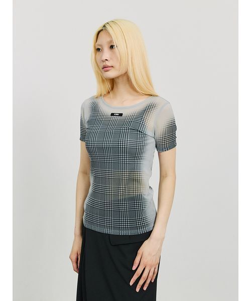 SORIN tシャツ Sheer Check 2Way Top レディース : ZOZOTOWN