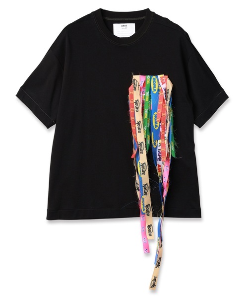 amok ペイント Tシャツ 半袖 ブラック 黒 M amok（アモク） tシャツ TAPE WEAVING TEE メンズ レディース