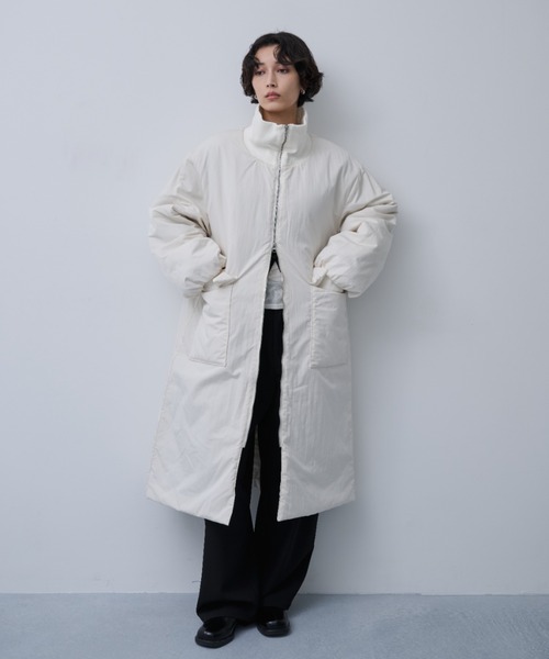 AIC. ダウンコート ダウンジャケット 撥水加工リブカラー中綿ロング