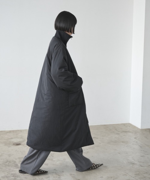 AIC. ダウンコート ダウンジャケット 撥水加工リブカラー中綿ロング