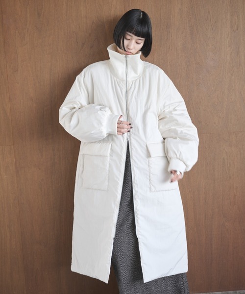 AIC. ダウンコート ダウンジャケット 撥水加工リブカラー中綿ロング