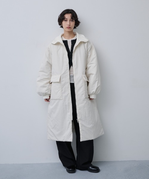 AIC. ダウンコート ダウンジャケット 撥水加工リブカラー中綿ロング