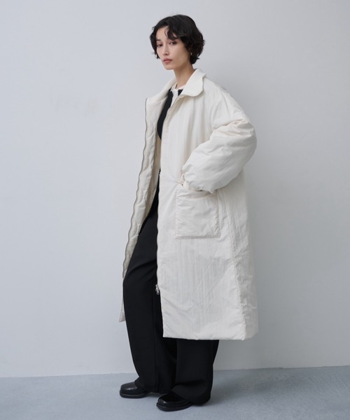 AIC. ダウンコート ダウンジャケット 撥水加工リブカラー中綿ロング
