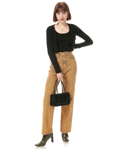 「SLY」 加工デニムパンツ 1 ブラウン レディース_画像3